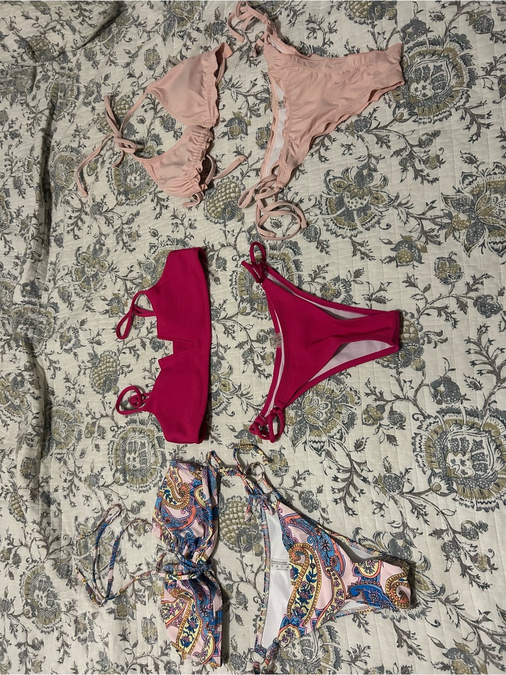 SHEIN Hot Pink Ribbed Bikini Set